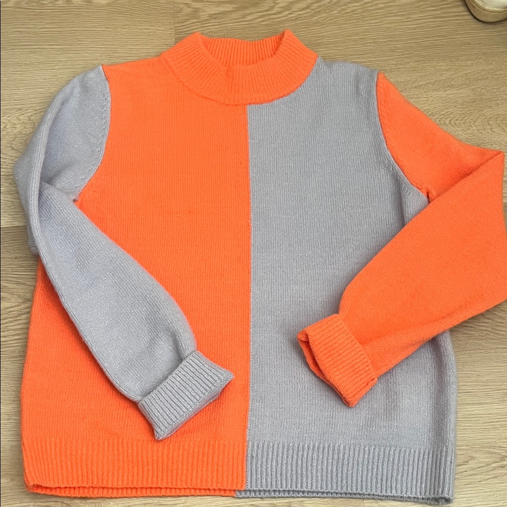 THML Vibrant Orange and Soft Gray Sweater